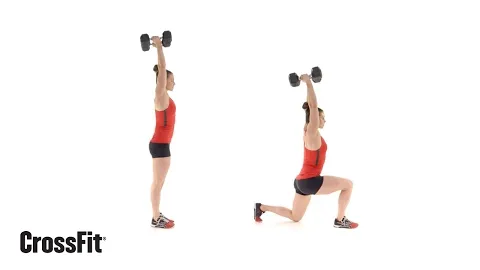 Dumbbell Overhead Walking Lunge